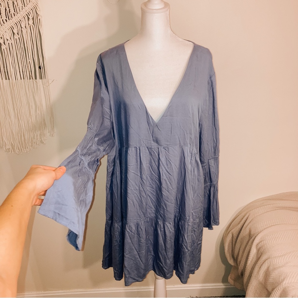 Missguided Tiered Long Sleeve Dress - Size 18